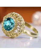 Žiedas Akvamarinas 14k geltono aukso Vintažiniai papuošalai vrc059y